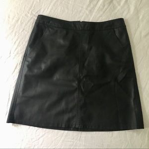Loft Faux Leather Black A-Line Skirt